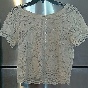 Off-white lace crop top